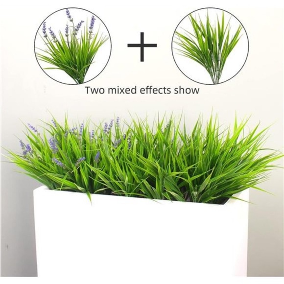 12Bundles Artificial Plants Outdoor Fake Monkey Grass with Flower for Pot Garden - Picture 5 of 6